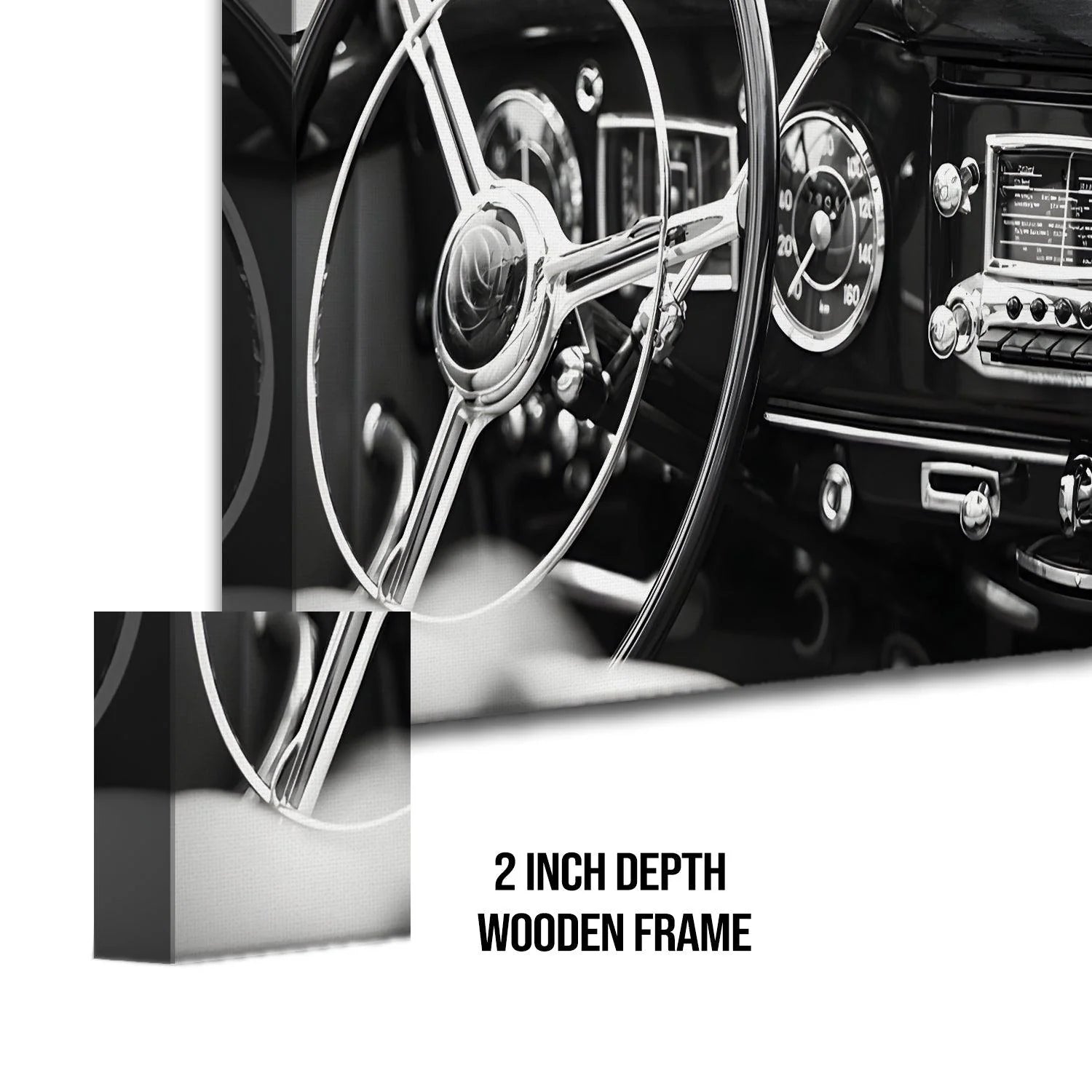 Vintage Black And White Cars Canvas Wall Art Painting For Home 