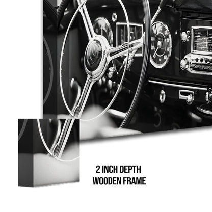 Vintage Black And White Cars Canvas Wall Art Painting For Home 