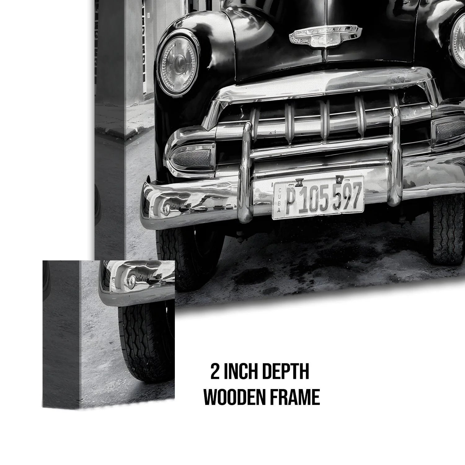 Vintage Black And White Cars Canvas Wall Art Painting For Home And Office 