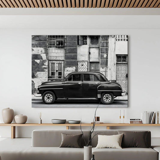 Vintage Black And White Cars Canvas Wall Art Painting For Home Decoration