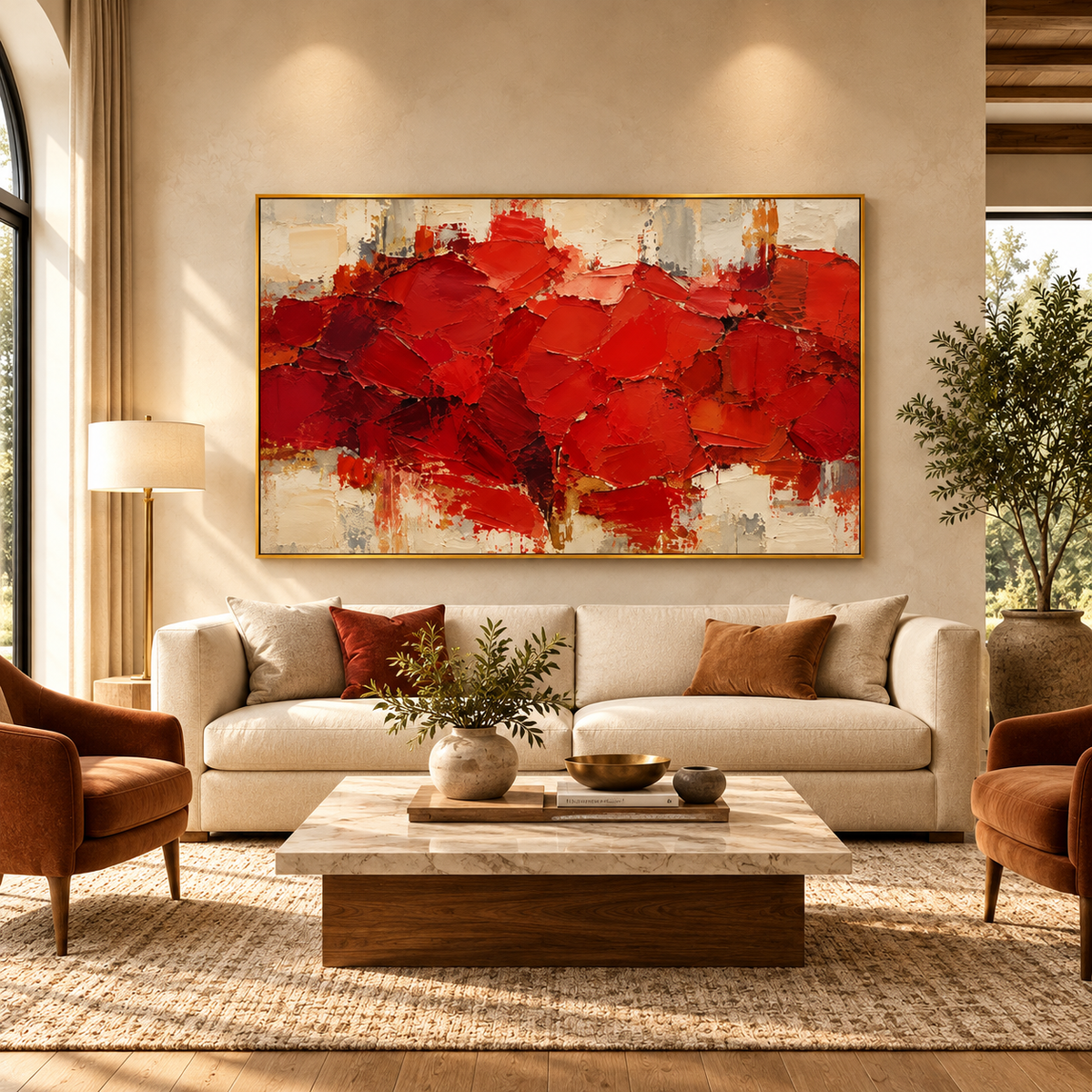 Grove Textured Abstract Forest Canvas Wall Art Decor