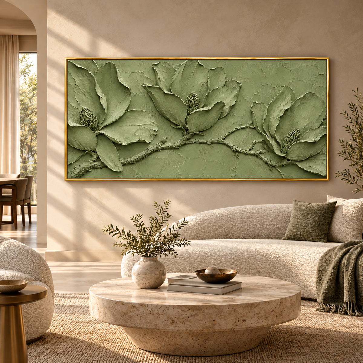Blue Textured Leaf Relief Wall Art for Modern Luxury Interiors