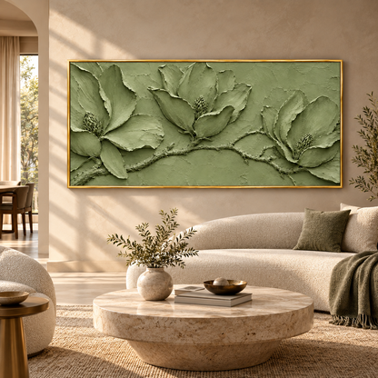 Blue Textured Leaf Relief Wall Art for Modern Luxury Interiors