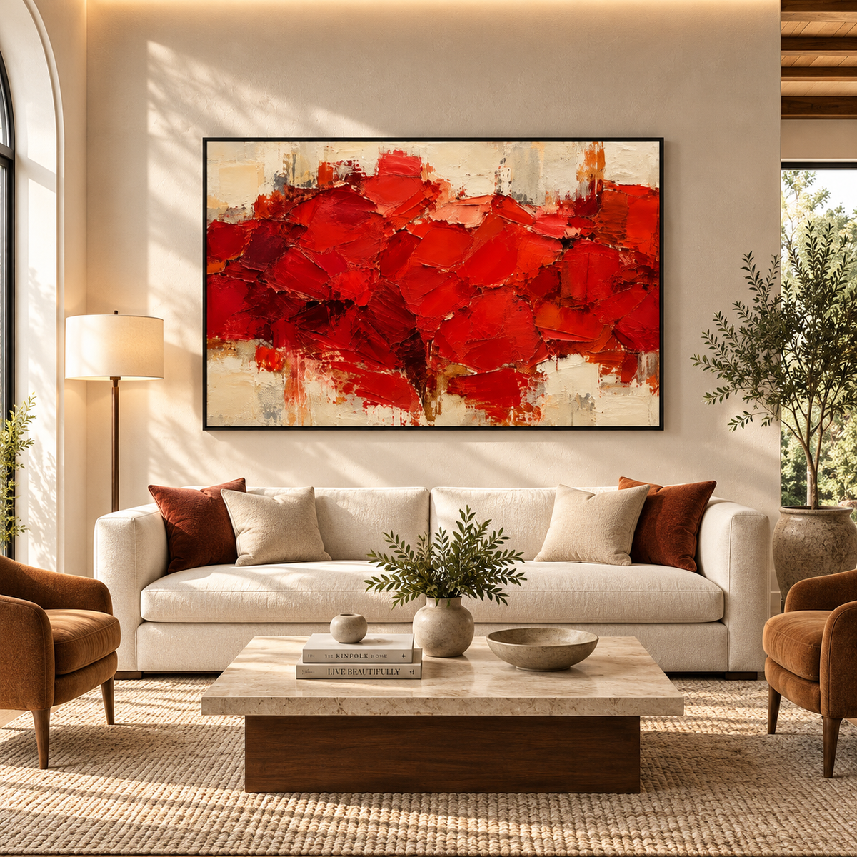 Grove Textured Abstract Forest Canvas Wall Art Decor