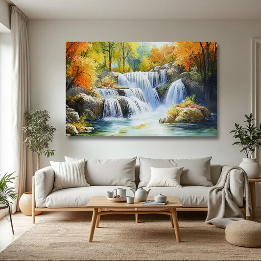 Waterfall Vastu Canvas Wall Art For Living Room