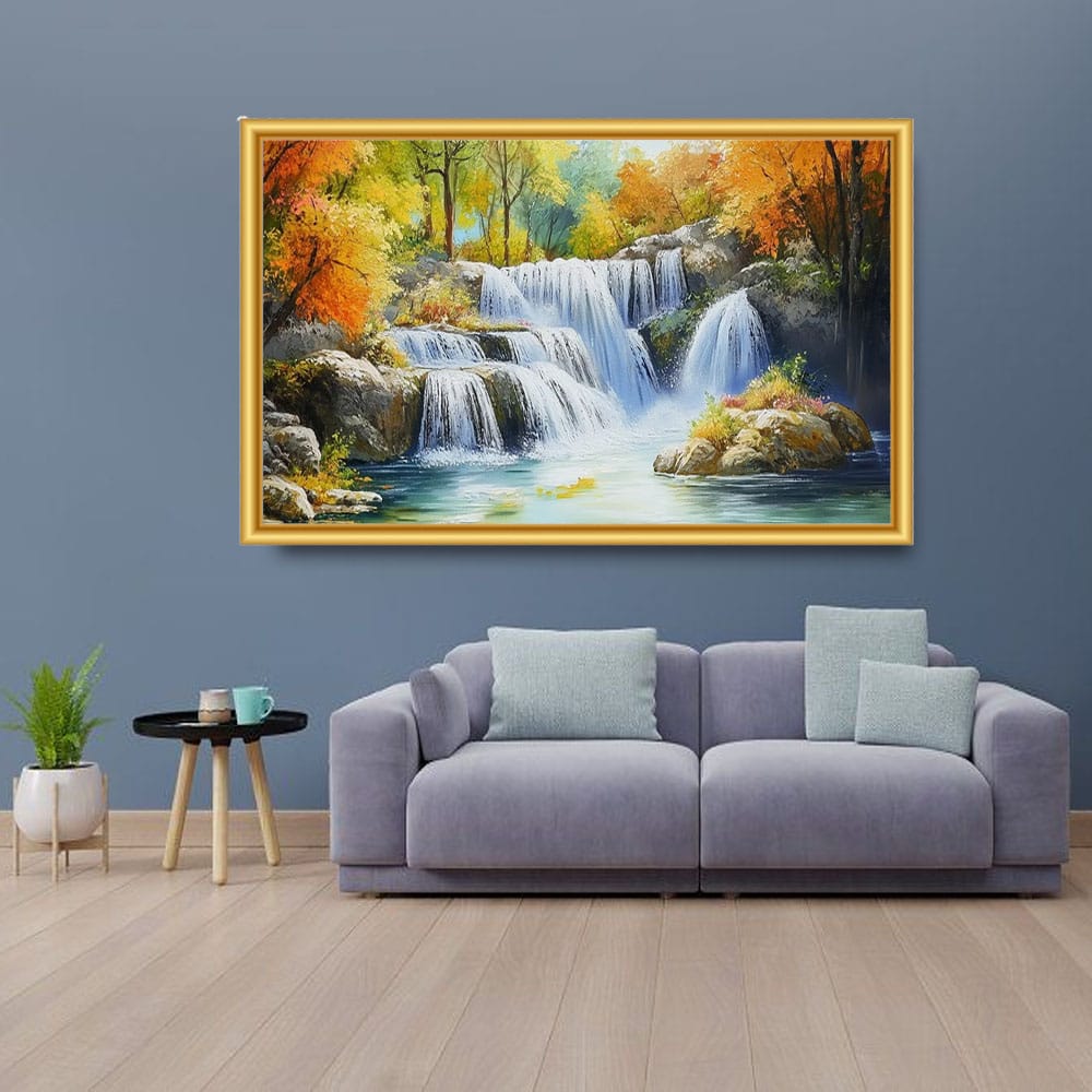 Waterfall Vastu Canvas Wall Art For Living Room