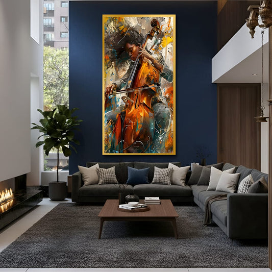 Soulful Cello Musician Canvas Wall Painting for Living Room or Bedroom