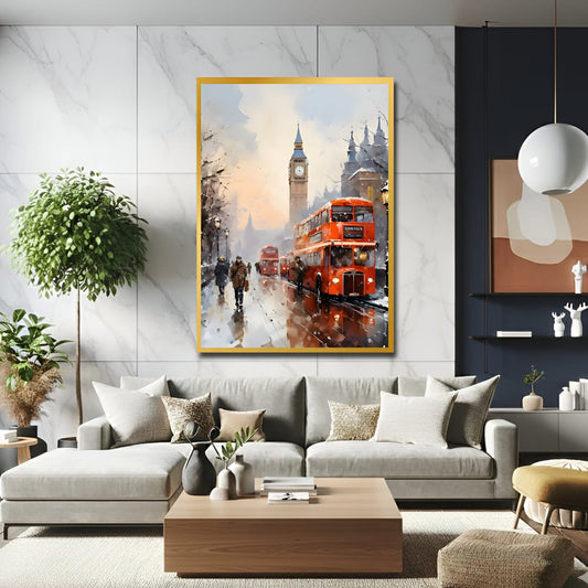 London Winter Street Canvas Wall Art