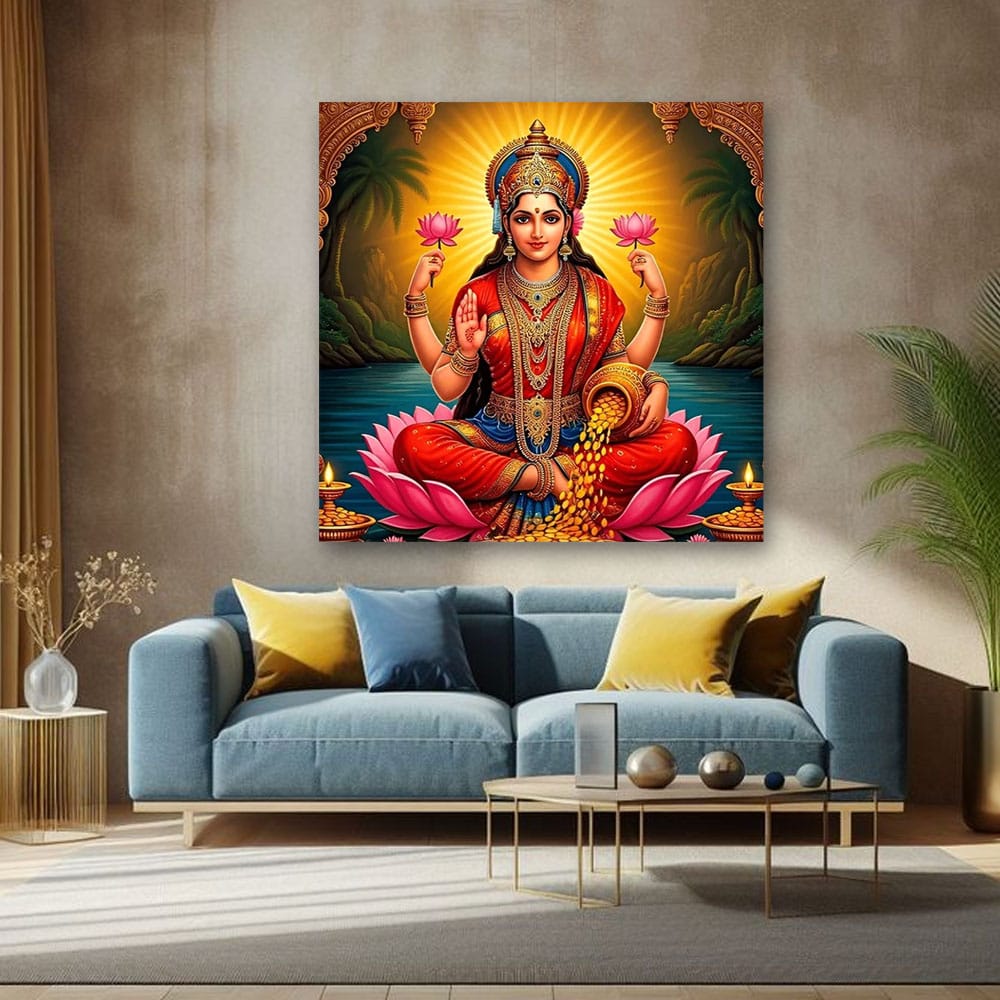 Goddess Laxmi Blessings Canvas Wall Art