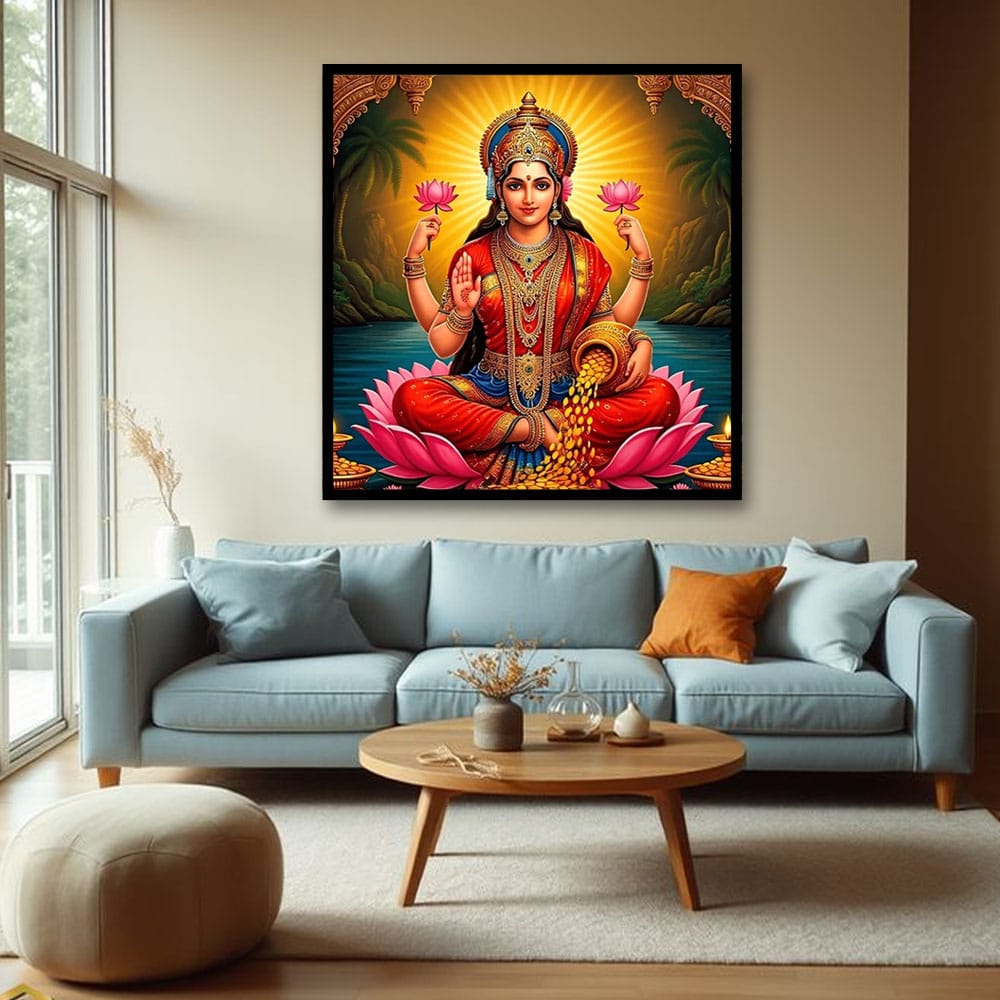 Goddess Laxmi Blessings Canvas Wall Art