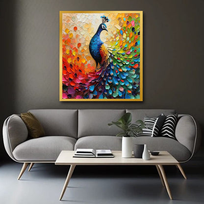 Peacock Canvas Wall Art – Vastu Inspired Traditional Painting for Interiors