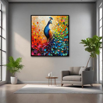 Peacock Canvas Wall Art – Vastu Inspired Traditional Painting for Interiors