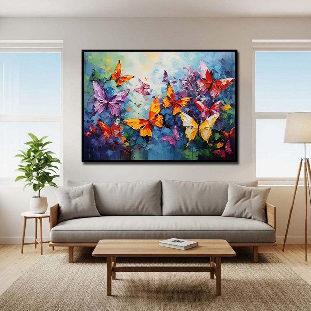 Butterfly Abstract Canvas Wall Art – Vibrant Modern Home Decor Painting