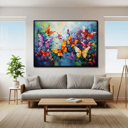 Butterfly Abstract Canvas Wall Art – Vibrant Modern Home Decor Painting