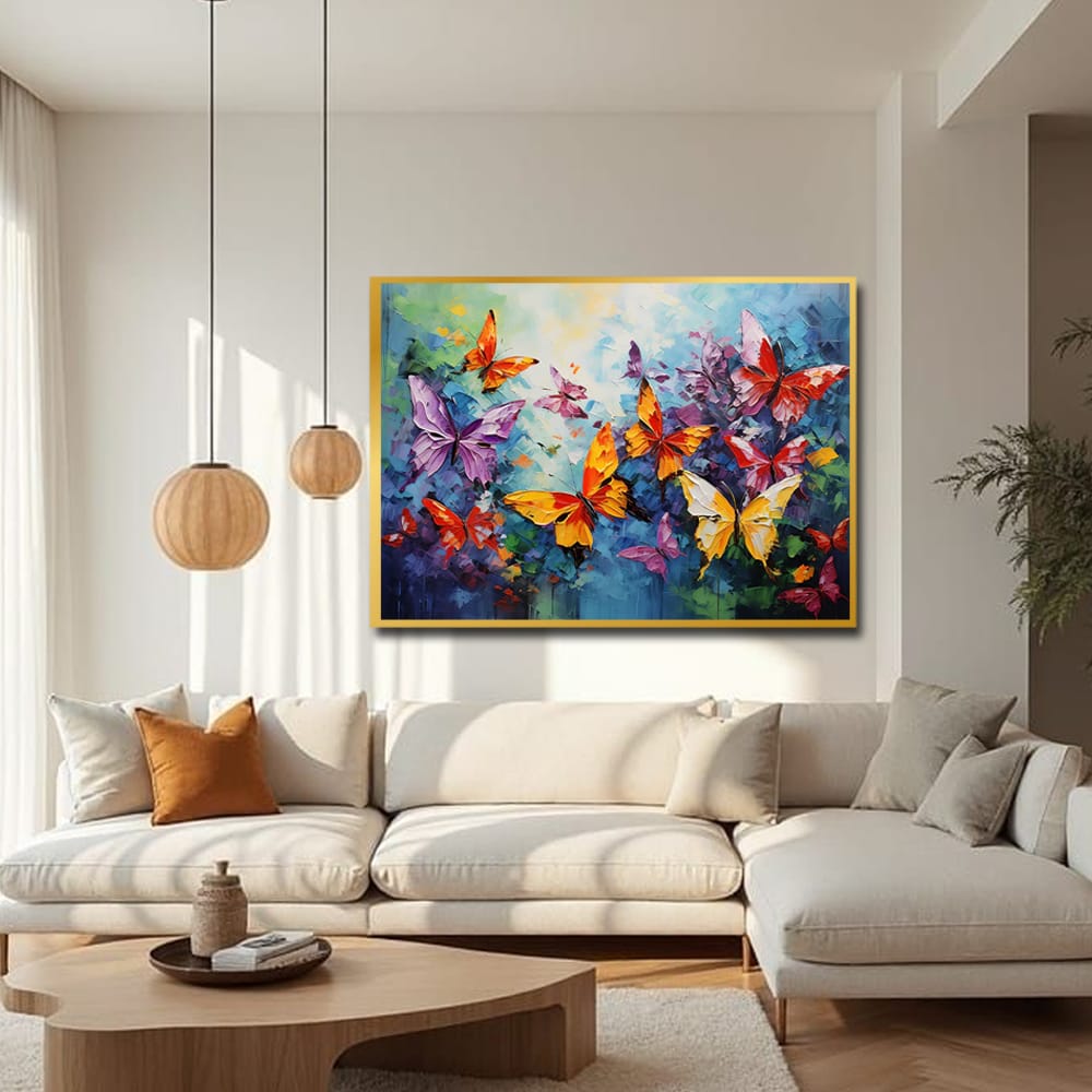 Butterfly Abstract Canvas Wall Art – Vibrant Modern Home Decor Painting