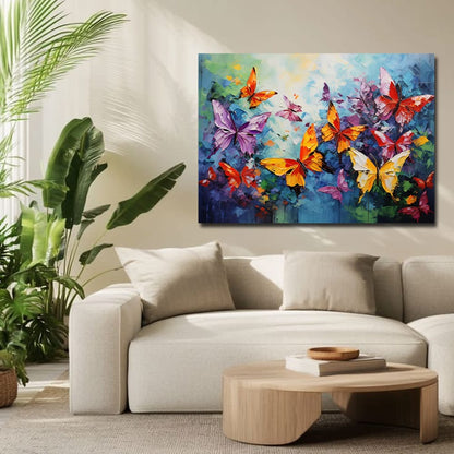 Butterfly Abstract Canvas Wall Art – Vibrant Modern Home Decor Painting