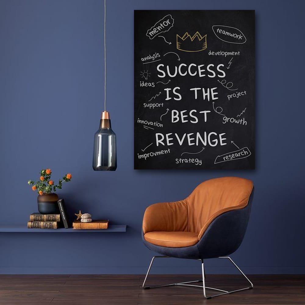 Success Is the Best Revenge Motivational Canvas Wall Art
