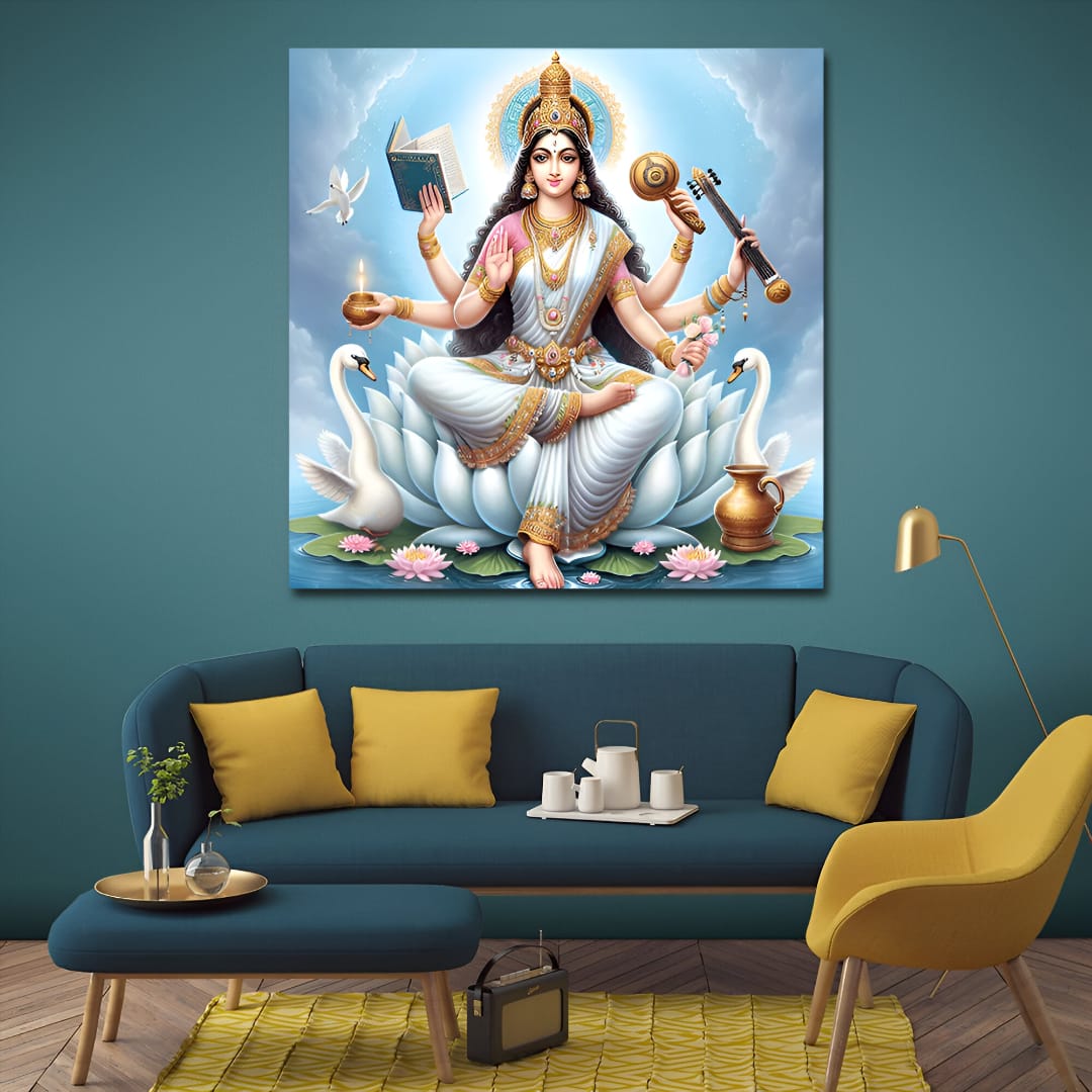 Goddess Saraswati Canvas Wall Art