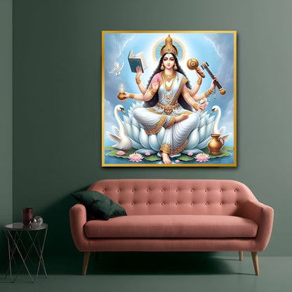 Goddess Saraswati Canvas Wall Art
