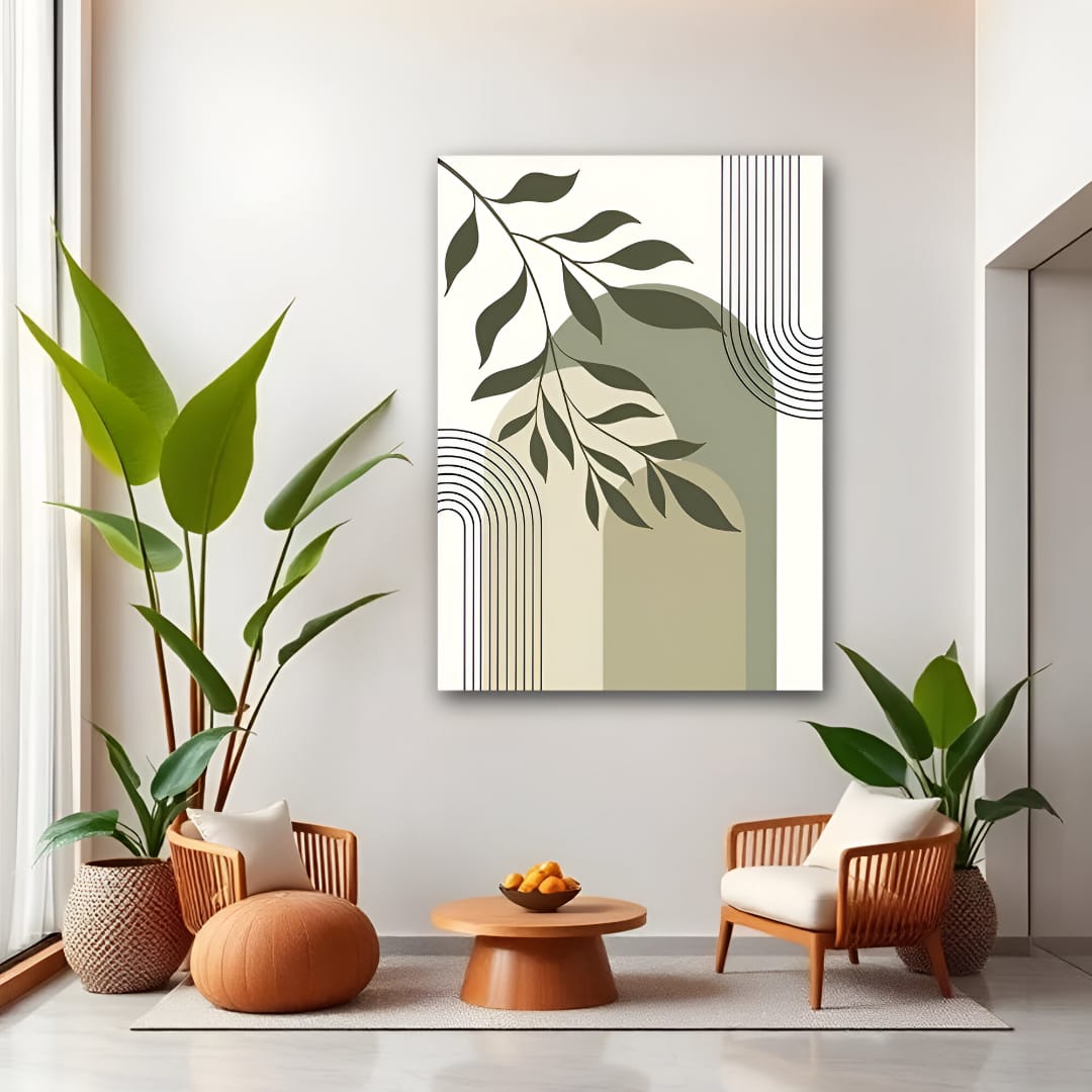 Pastel Green Leaf Canvas Wall Art