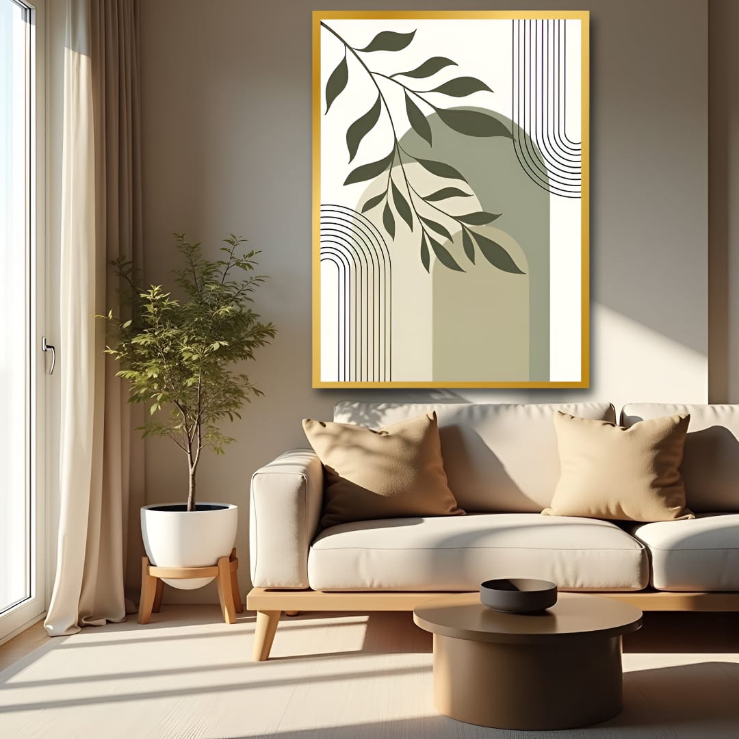 Pastel Green Leaf Canvas Wall Art