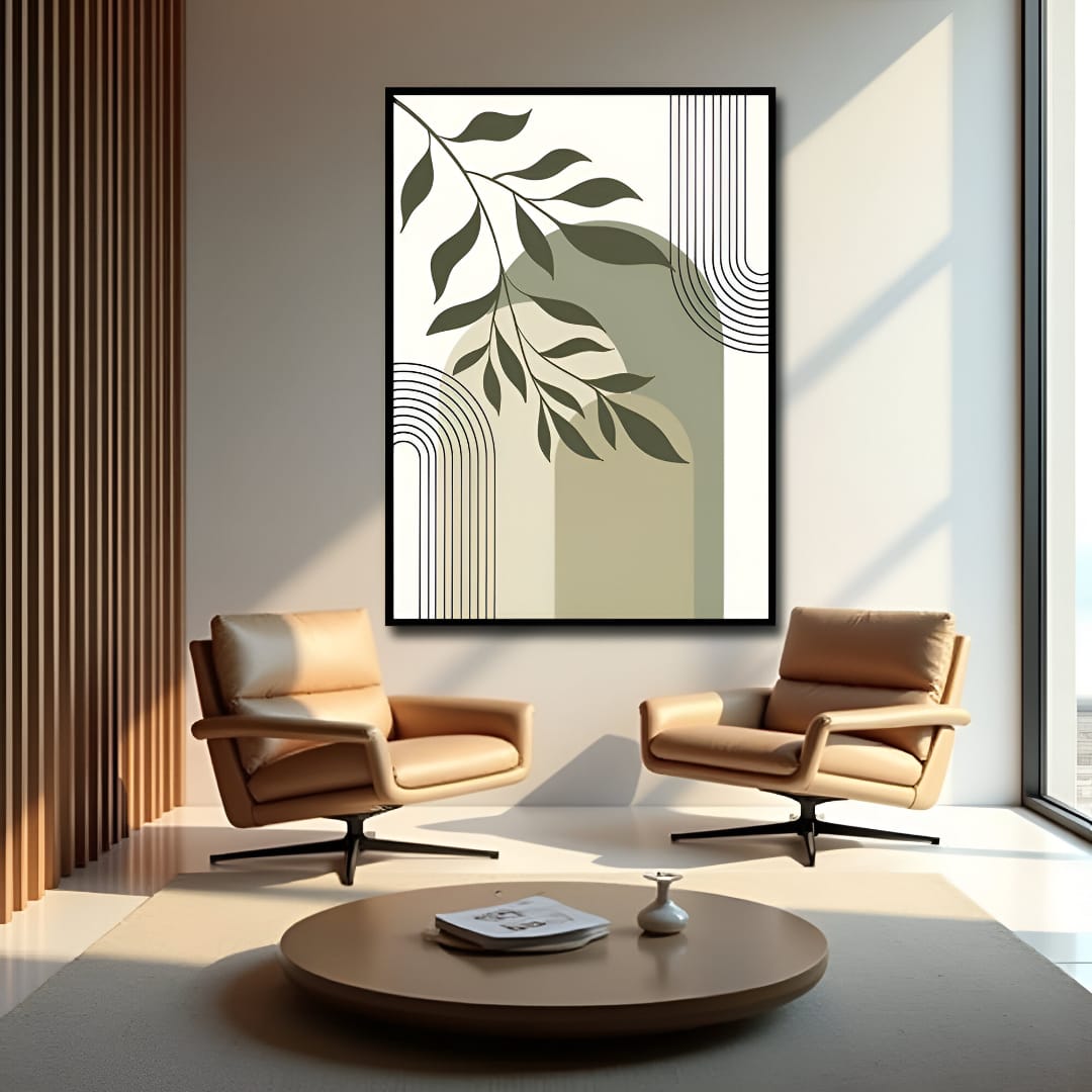 Pastel Green Leaf Canvas Wall Art
