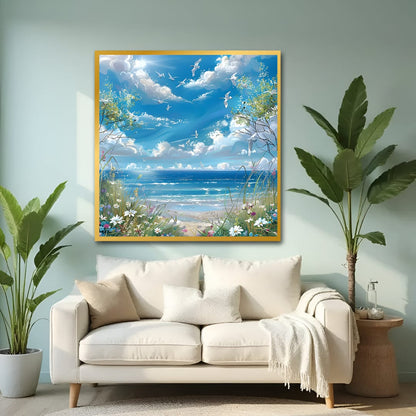 Sea View Floral Canvas Wall Art