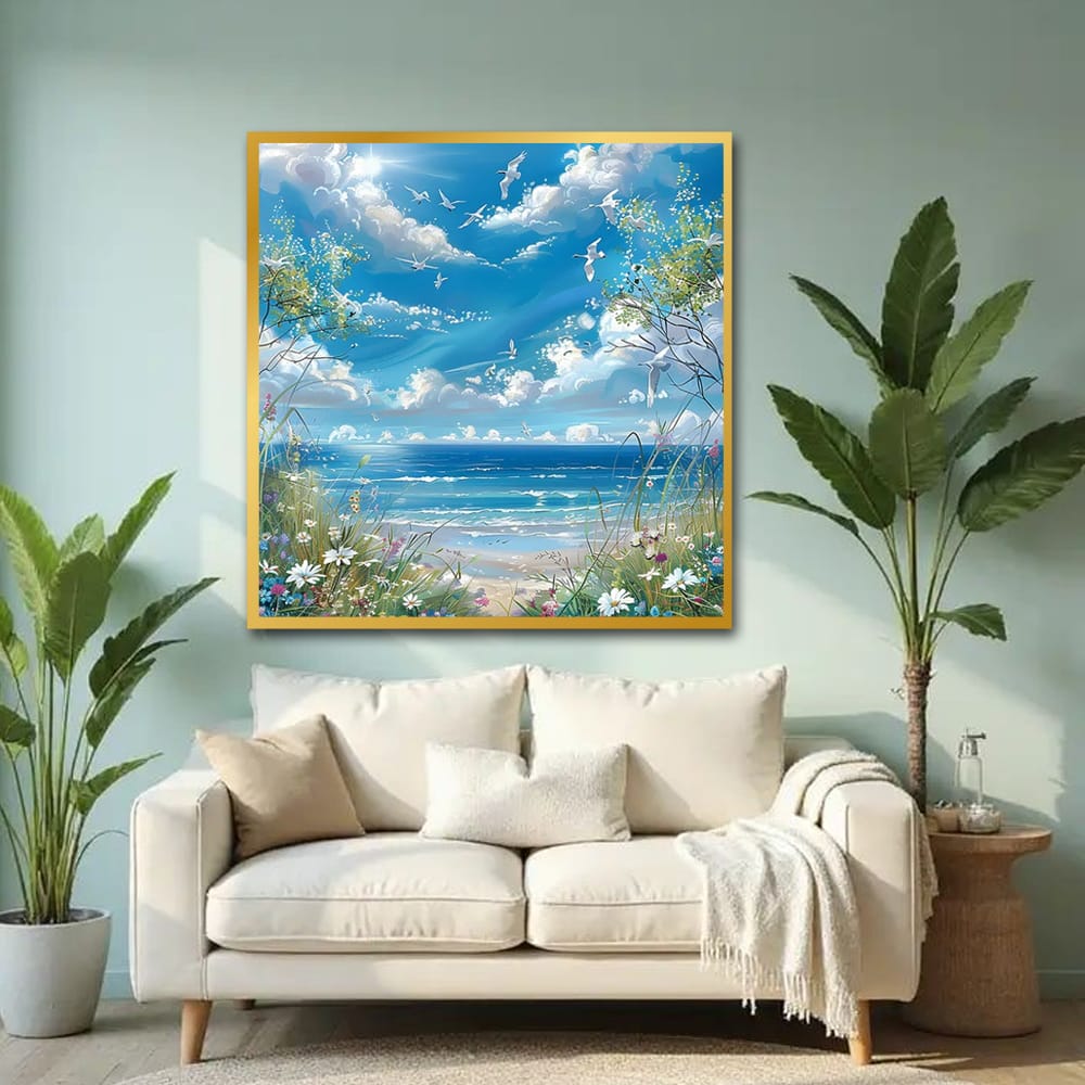 Sea View Floral Canvas Wall Art