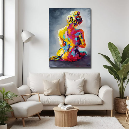 legant Back View Woman Canvas Wall Art