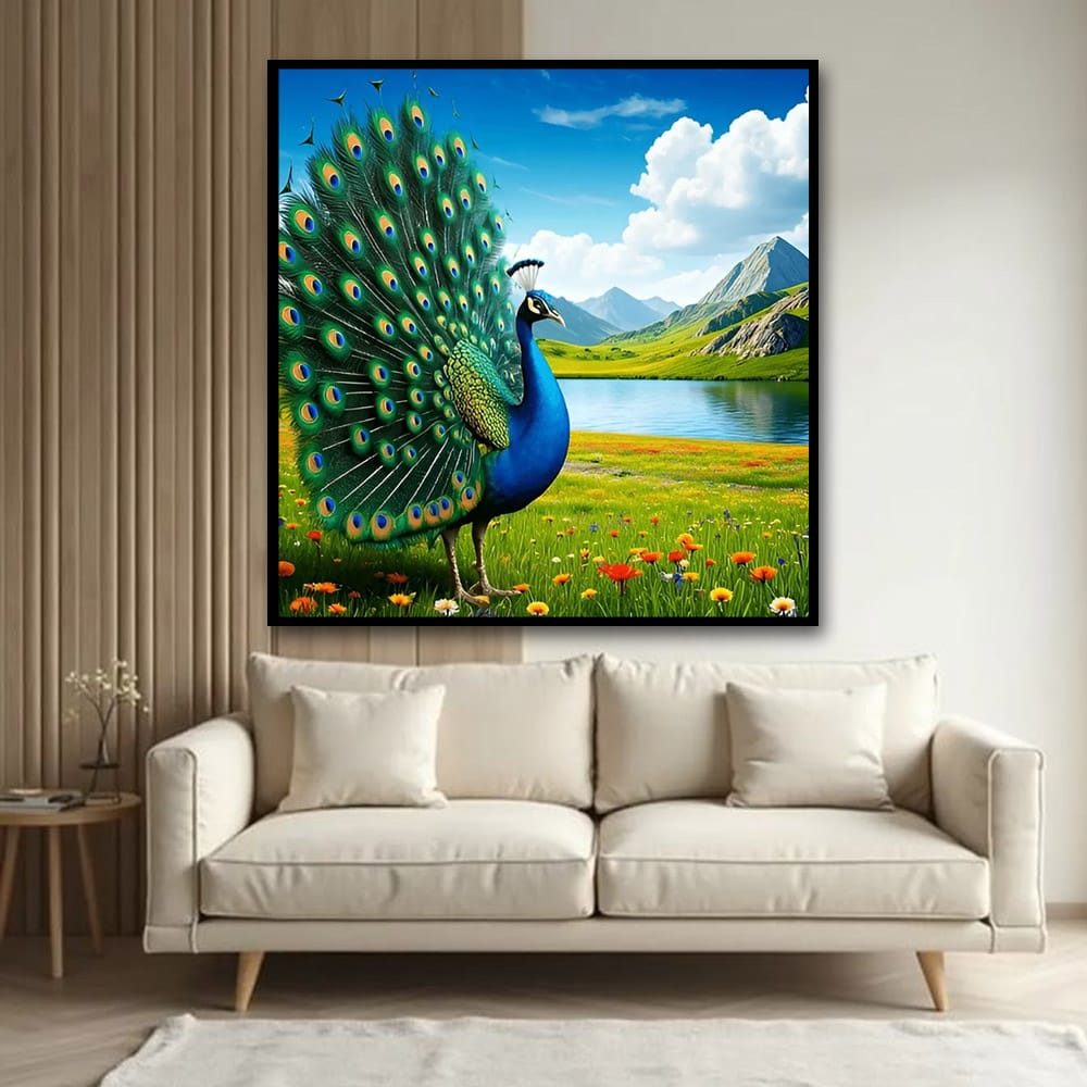 Peacock  Vastu Wildlife Canvas Wall Art Painting for Living Room, Home, and Office