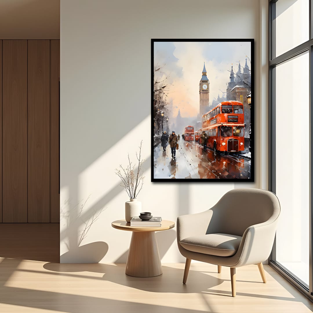 London Winter Street Canvas Wall Art