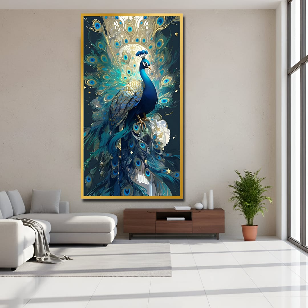 Peacock vastu wall canvas painting For Bedroom And Home Decor