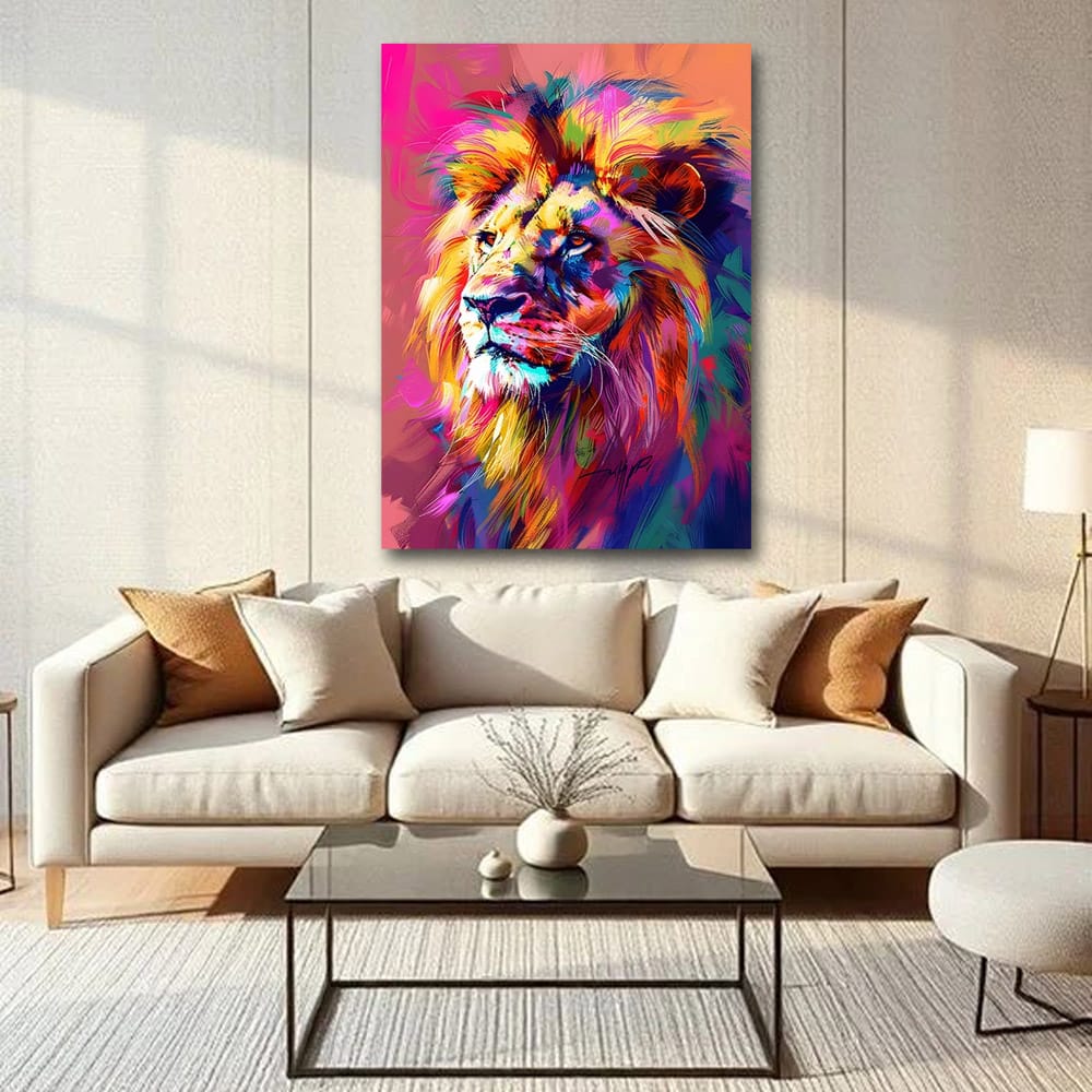 Lion Canvas Wall Art Wildlife Painting 