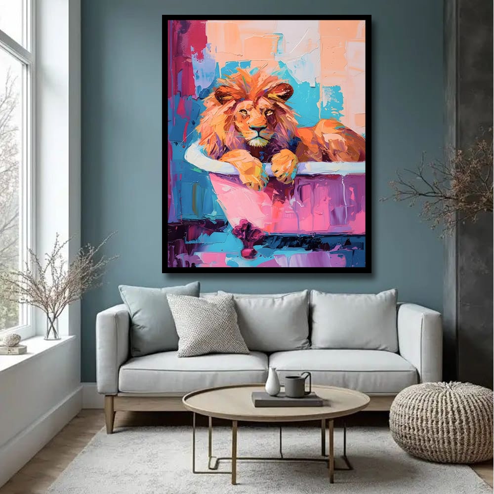 Lion Canvas Wall Art Wildlife Painting 