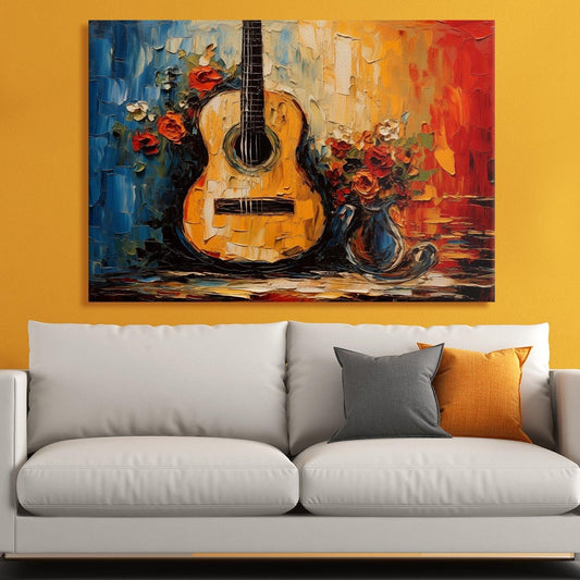 Guitar & Flowers Canvas 