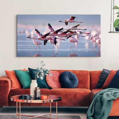 Flamingos at Lake Nakuru Canvas Wall Art Paintiing