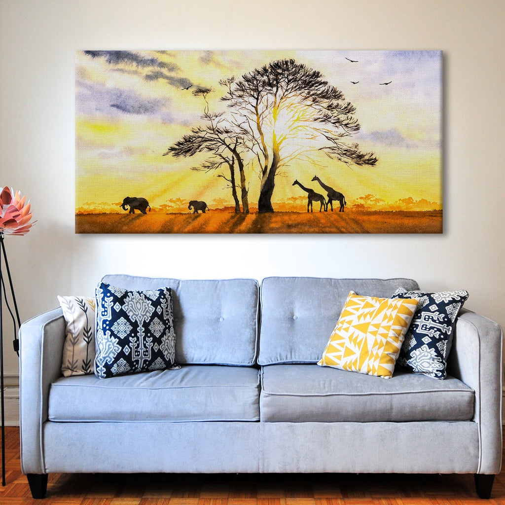 African Sunset Canvas Wall Art Painting