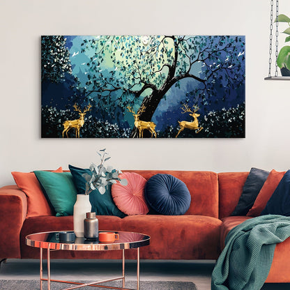 Forest Deer Canvas Wall Art Paintings. 