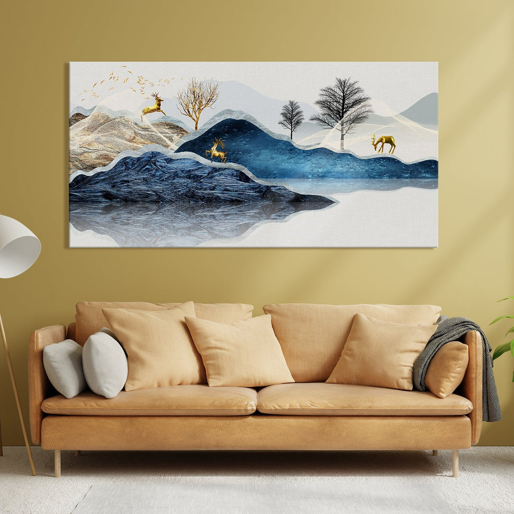 Deer Landscape Canvas Wall Art Paintings