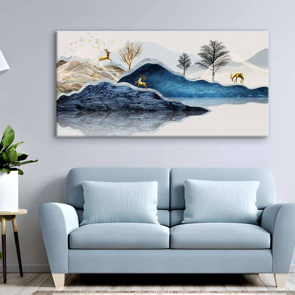Deer Landscape Canvas Wall Art Paintings