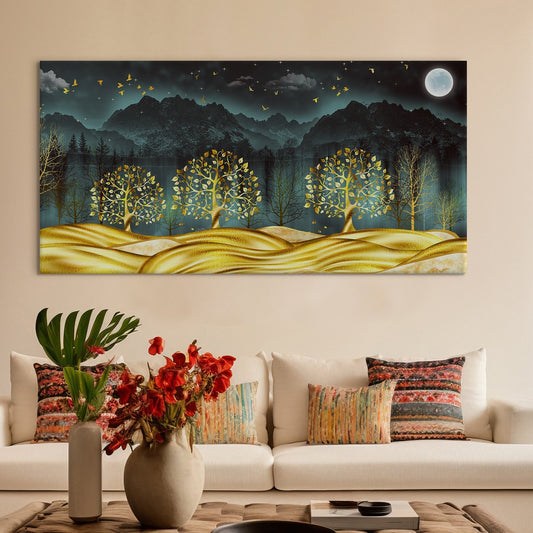 Golden Dreamscape Canvas Wall Art Paintings