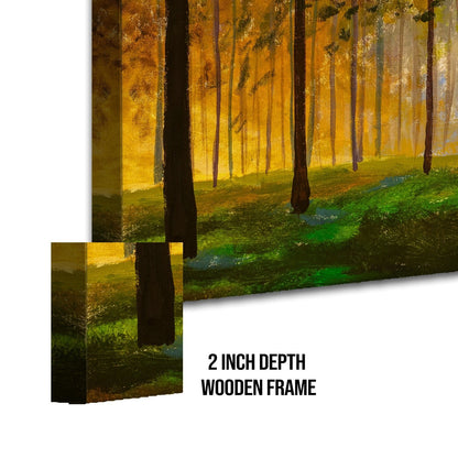 Sun Creeping Through A Forest Landscape Canvas Wall Art Painting