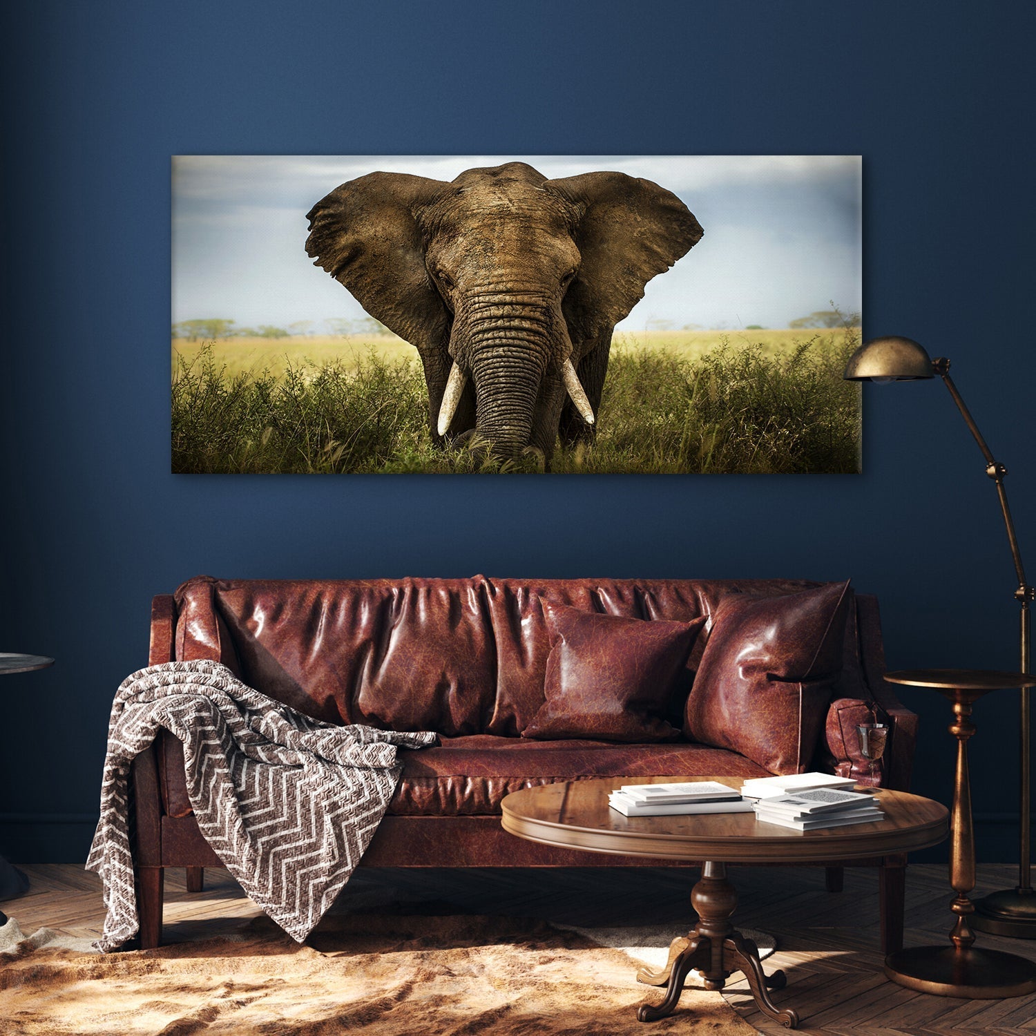 A Tusker's Dust Bath Canvas Wall Art Paining