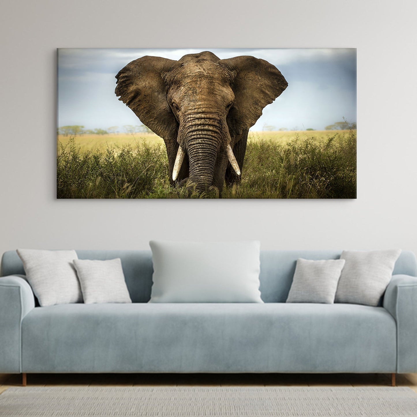 A Tusker's Dust Bath Canvas Wall Art Paining