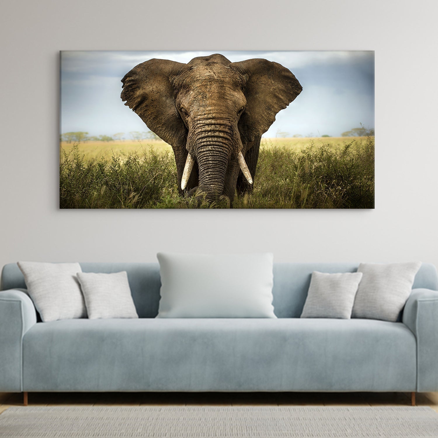 A Tusker's Dust Bath Canvas Wall Art Paining