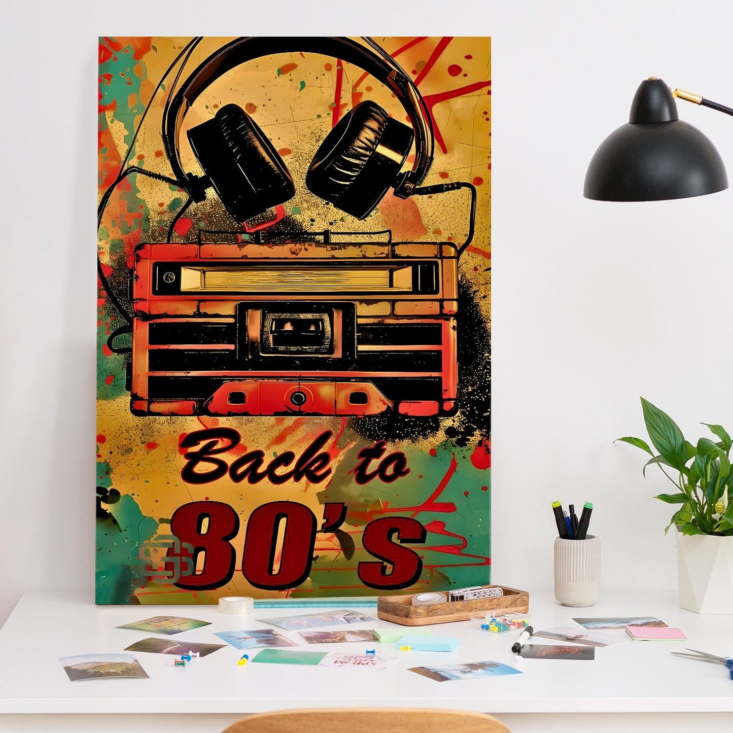 Back to 80’s – Retro Boombox & Headphones Pop Wall Art