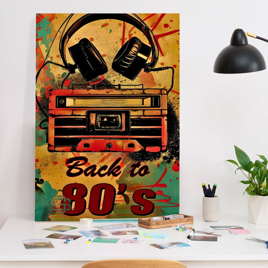 Back to 80’s – Retro Boombox & Headphones Pop Wall Art