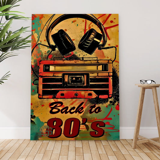 Back to 80’s – Retro Boombox & Headphones Pop Wall Art