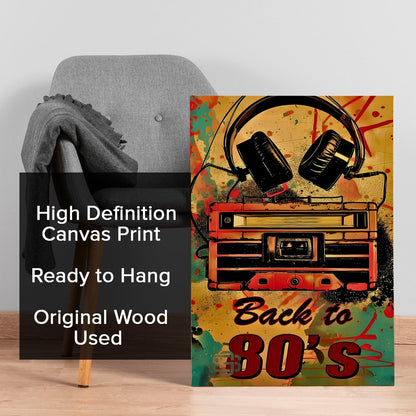 Back to 80’s – Retro Boombox & Headphones Pop Wall Art