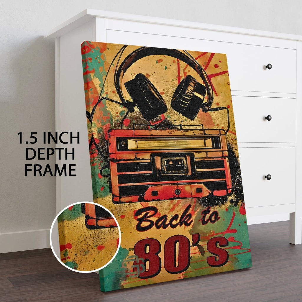 Back to 80’s – Retro Boombox & Headphones Pop Wall Art